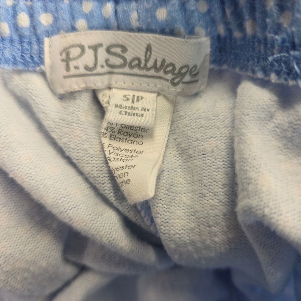 PJ Salvage Blue Polka Dot Pajama Set Long Sleeve Top Med & Jogger Pants Small - Picture 4 of 5